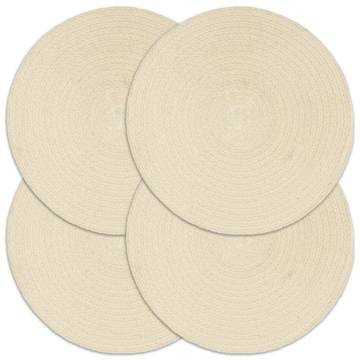  Placemats 4 pcs Plain Natural 38 cm Round Cotton