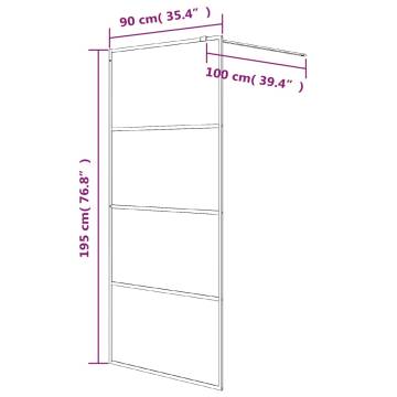  Walk-in Shower Wall Silver 90x195 cm Clear ESG Glass