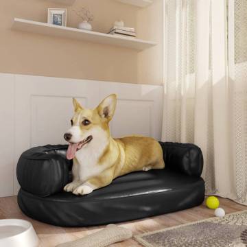  Ergonomic Foam Dog Bed Black 60x42 cm Faux Leather