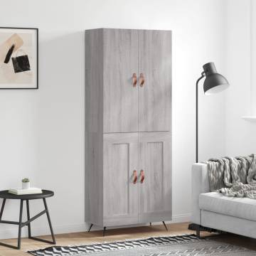  Highboard Grey Sonoma 69.5x34x180 cm Engineered Wood