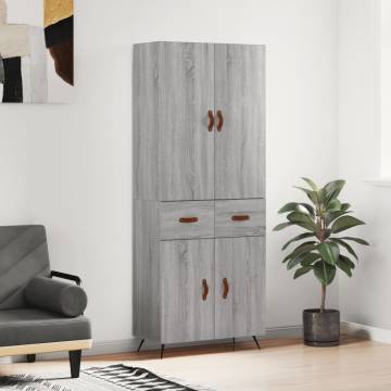  Highboard Grey Sonoma 69.5x34x180 cm Engineered Wood