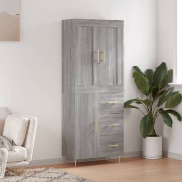  Highboard Grey Sonoma 69.5x34x180 cm Engineered Wood