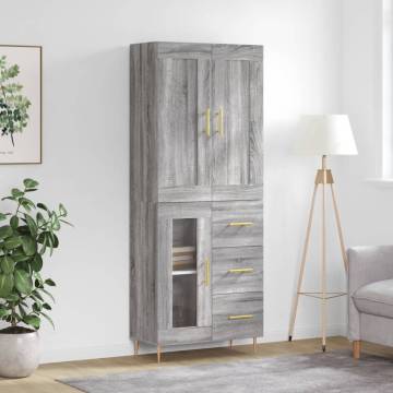  Highboard Grey Sonoma 69.5x34x180 cm Engineered Wood