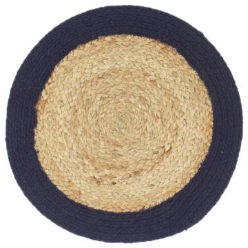  Placemats 6 pcs Natural and Navy Blue 38 cm Jute and Cotton