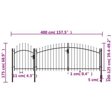  Garden Gate Steel 1.75x4 m Black