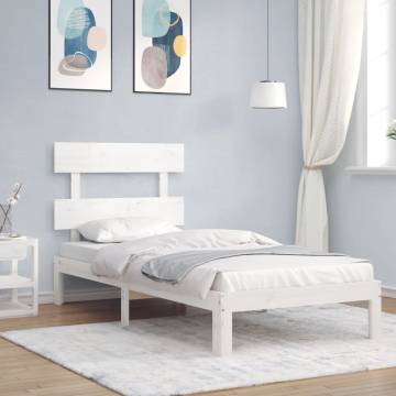 Bed Frame with Headboard White 100x200 cm Solid Wood