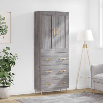  Highboard Grey Sonoma 69.5x34x180 cm Engineered Wood