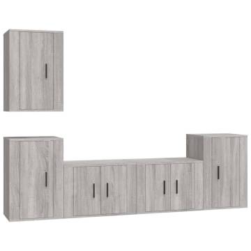 5 Piece TV Cabinet Set Grey Sonoma Engineered Wood