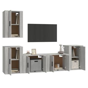 5 Piece TV Cabinet Set Grey Sonoma Engineered Wood