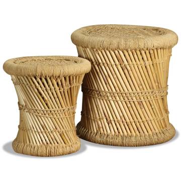  Stools 2 pcs Bamboo and Jute