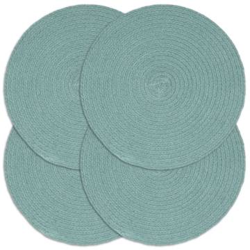  Placemats 4 pcs Plain Green 38 cm Round Cotton