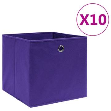  Storage Boxes 10 pcs Non-woven Fabric 28x28x28 cm Purple