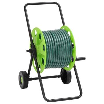  Green Hose Reel Cart with Hose Fitting Set 0.5 50 m PVC