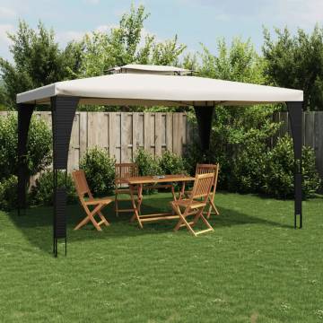  Gazebo with Double Roof Cream 3.98x2.98 m Steel