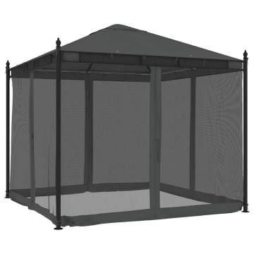  Gazebo with Mesh Walls Anthracite 2.93x2.93 m Steel