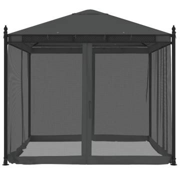  Gazebo with Mesh Walls Anthracite 2.93x2.93 m Steel