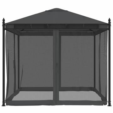  Gazebo with Mesh Walls Anthracite 2.93x2.93 m Steel