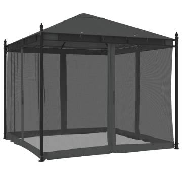  Gazebo with Mesh Walls Anthracite 2.93x2.93 m Steel