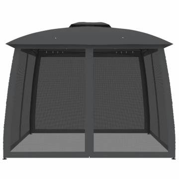  Gazebo with Double Roof and Mesh Walls Anthracite 2.93x2.93 m Steel