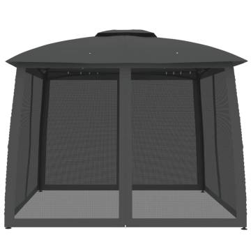  Gazebo with Double Roof and Mesh Walls Anthracite 2.93x2.93 m Steel