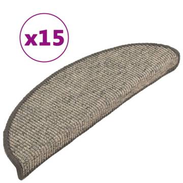  Stair Mats Self-adhesive 15 pcs 56x17x3 cm Beige and Grey