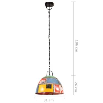  Industrial Vintage Hanging Lamp 25 W Multicolour Round 31cm E27