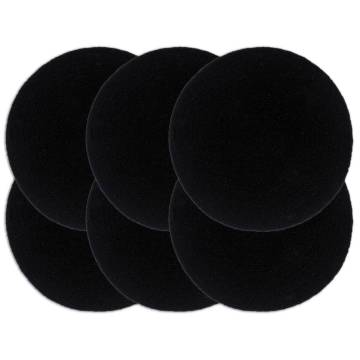  Placemats 6 pcs Plain Black 38 cm Round Cotton