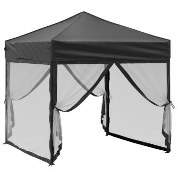  Folding Party Tent with Sidewalls Black 2x2 m