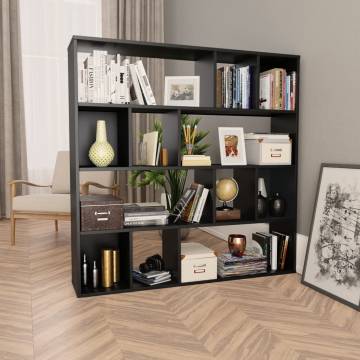  Room DividerBook Cabinet Black 110x24x110 cm Engineered Wood