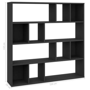  Room DividerBook Cabinet Black 110x24x110 cm Engineered Wood