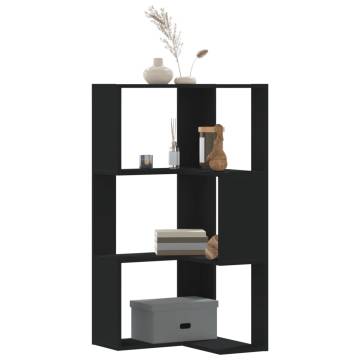  Corner Bookcase 3-Tier Black 50x50x102 cm Engineered Wood