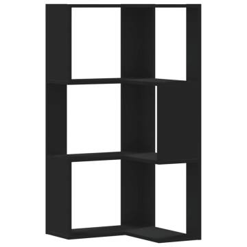  Corner Bookcase 3-Tier Black 50x50x102 cm Engineered Wood