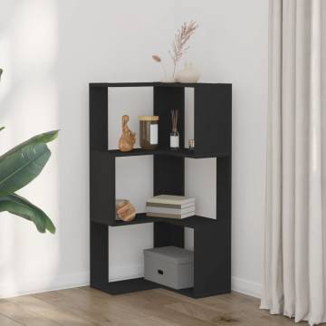  Corner Bookcase 3-Tier Black 50x50x102 cm Engineered Wood