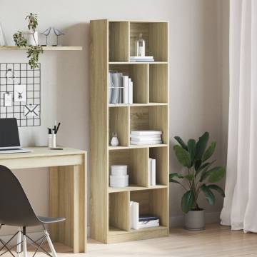  Bookcase Sonoma Oak 57x28.5x174 cm Engineered Wood