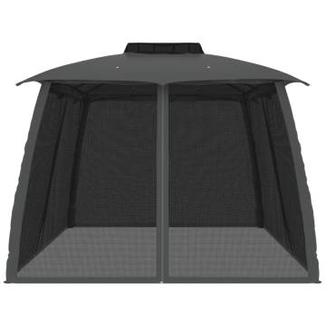  Gazebo with Double Roof and Mesh Walls Anthracite 3.93x2.93 m Steel