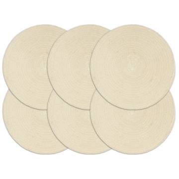  Placemats 6 pcs Plain Natural 38 cm Round Cotton