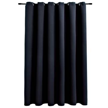 Blackout Curtain with Metal Rings Black 290x245 cm