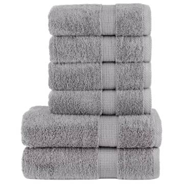  6 Piece Premium Towel Set SOLUND Grey 600 gsm