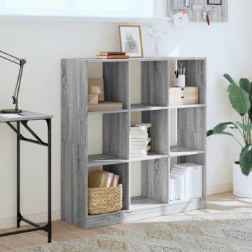  Bookcase Grey Sonoma 102x32x108 cm Engineered Wood