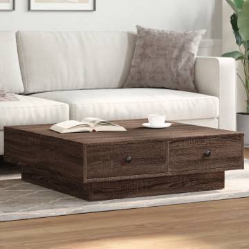  Coffee Table Brown oak 90x90x28 cm Engineered Wood