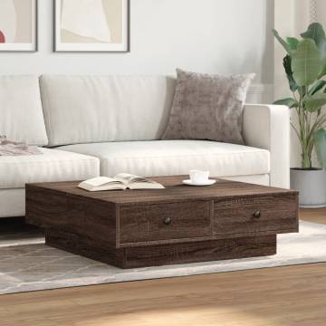  Coffee Table Brown oak 90x90x28 cm Engineered Wood