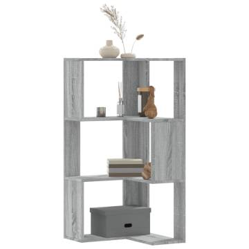  Corner Bookcase 3-Tier Grey Sonoma 50x50x102 cm Engineered Wood