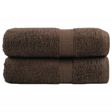  Premium Guest Towels SOLUND 2pcs Brown 30x50cm 600gsm