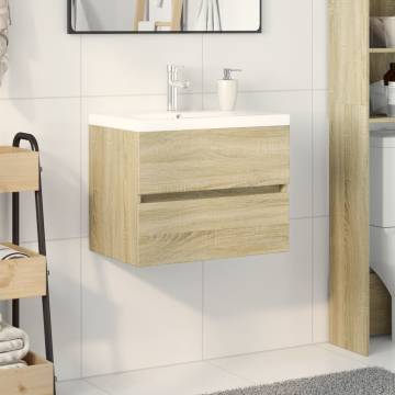  2 Piece Bathroom Furniture Set Ceramic and Engineered Wood