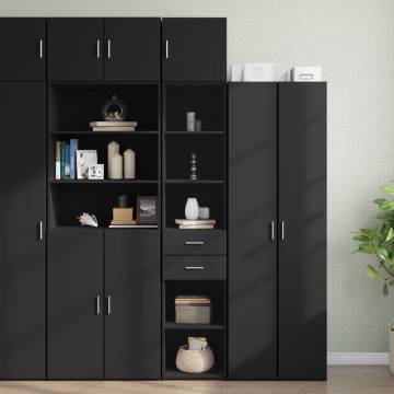  Slim Storage Cabinet Black 40x42.5x225 cm Engineered Wood