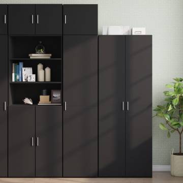  Slim Storage Cabinet Black 45x42.5x225 cm Engineered Wood