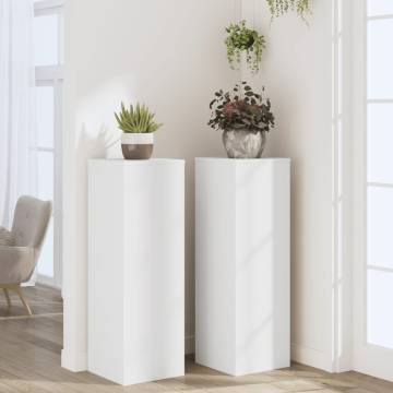  Plant Stands 2 pcs White 33x33x100 cm Engineered Wood