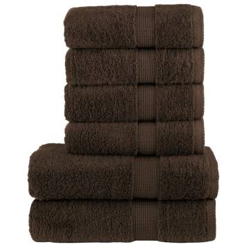  6 Piece Premium Towel Set SOLUND Brown 600 gsm