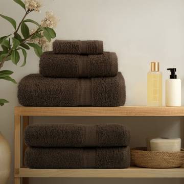  6 Piece Premium Towel Set SOLUND Brown 600 gsm