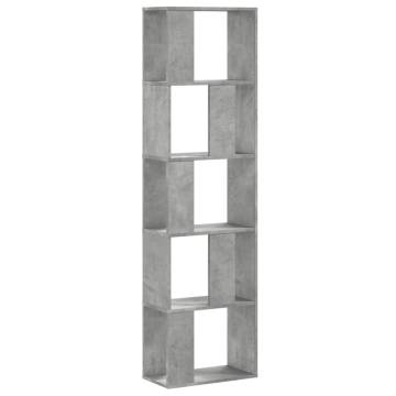  Bookcase 5-Tier Concrete Grey 45x23.5x162.5 cm Engineered Wood